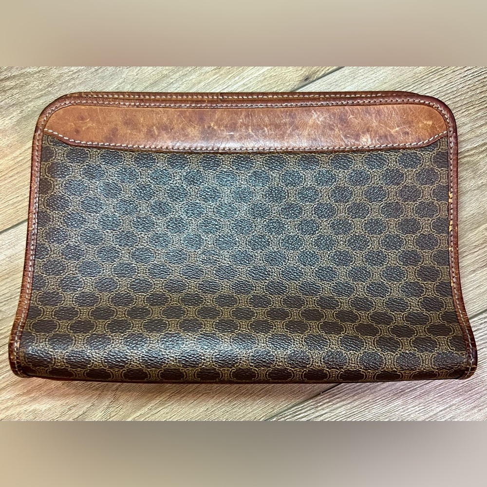 Celine Brown and Tan Clutch Bag with Vintage Leather - Picture 2 of 13